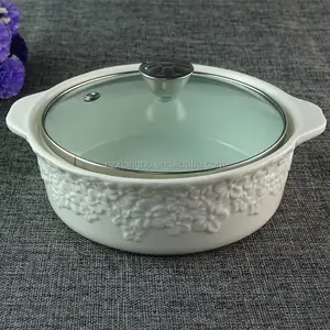 Desain Baru Tersedia Tureen Sup Keramik Putih dengan Tutup Kaca