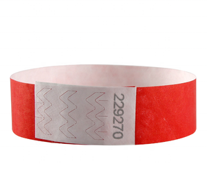 Bracelets en papier Tyvek rouges jetables personnalisés 1070 pour cadeaux de mariage et événements - Product Image 1