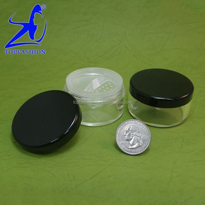 100 pièces fabriquées à Taiwan, pots cosmétiques vides en plastique, format voyage, 30g, couvercle noir, pot à poudre libre avec languette de fermeture, autocollant de scellage, tamis rotatif - Product Image 4