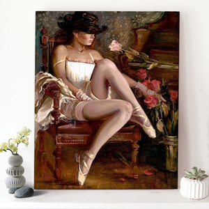 CHENISTORY DZ1100 Kit Pittura a Numeri per Adulti, Immagine di Donna su Tela con <span class=keywords><strong>Cornice</strong></span> - Product Image 1
