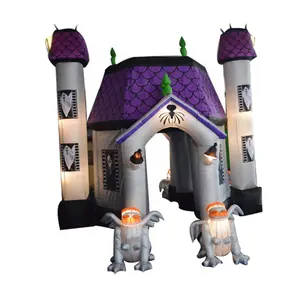Rumah Hantu Halloween Tiup dengan Gargoyle/Dekorasi Halloween Kastil Halloween Samar Tiup untuk Dijual