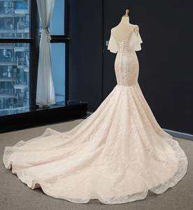 Abito da sposa a sirena in <span class=keywords><strong>tulle</strong></span> Jancember RSM66843 <span class=keywords><strong>con</strong></span> maniche staccabili e pizzo - Product Image 6