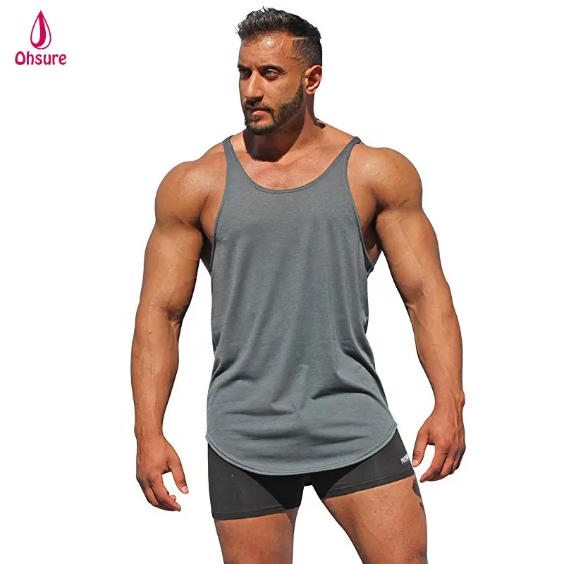 100% cotton gym singlet for men custom bodybuilding vest muscle y back singlet