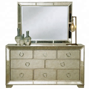 <strong>Mirrored</strong> <strong>Bedroom</strong> <strong>Set</strong> with Nibar Furnitureing Table Luxury Design <strong>Bedroom</strong> <strong>Furniture</strong> Wood Modern American Style Wooden Beds 5 <strong>Sets</strong> - Product Image 2