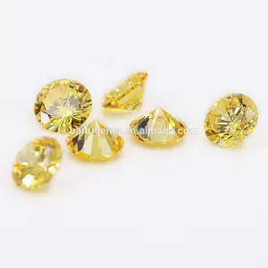 Piedras preciosas de circonia cúbica, color amarillo, brillante, redondo, precio más barato
