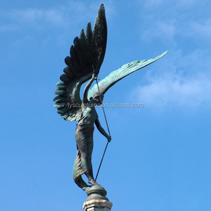 Paire <span class=keywords><strong>de</strong></span> statues d'ange en bronze grandeur nature tenant une guirlande et un ange <span class=keywords><strong>trompette</strong></span> pour la décoration <span class=keywords><strong>de</strong></span> jardin - Product Image 3