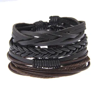 <span class=keywords><strong>Bracelet</strong></span> en <span class=keywords><strong>cuir</strong></span> noir tressé avec ancre de bateau en <span class=keywords><strong>bois</strong></span>, symbole de foi <span class=keywords><strong>et</strong></span> d'amitié, vente en gros YWMT - Product Image 1