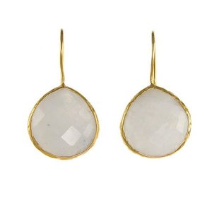 925 sterling silver Rainbow Moonstone Gemstone <b>Earring</b>-Vermeil <b>Gold</b> - Product Image 1