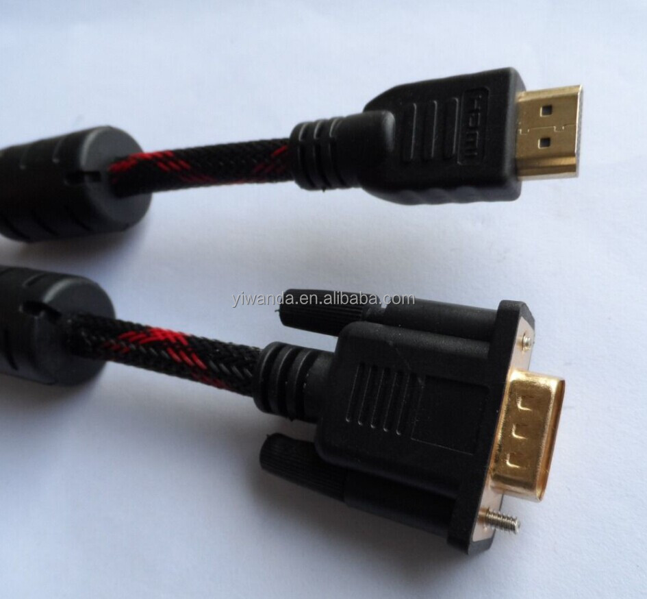 Золотистый Штекерный HD-15 15pin VGA в HDMI конвертер M/M кабель 6 футов 1,8 м
