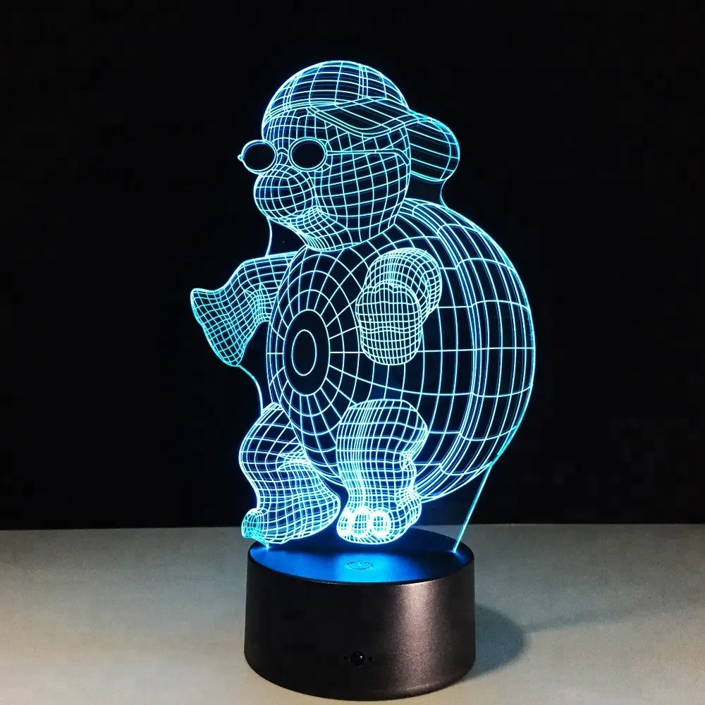 Rùa Với Kính Mát 3D LED Ánh Sáng Ban Đêm Đèn 7 Màu Sắc Thay Đổi Cảm Ứng Ánh Sáng Ban Đêm Cho Trẻ Em Gradient Ánh Sáng Mới Lạ