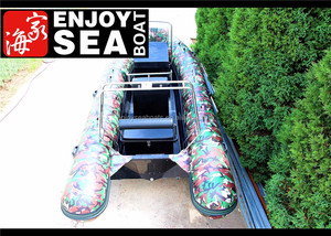 Venta Especial 2025 Botes RIB Rígidos de Fibra de Vidrio con Casco de Camuflaje, Bote Inflable con Motor Fuera de Borda - Product Image 4