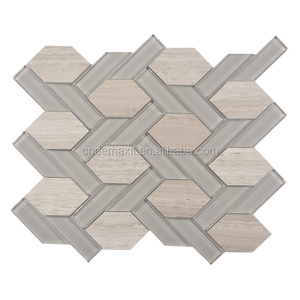 Gris <span class=keywords><strong>salle</strong></span> <span class=keywords><strong>de</strong></span> bains carreaux <span class=keywords><strong>de</strong></span> mosaïque hexagone maille monté mosaïque <span class=keywords><strong>de</strong></span> verre tuile - Product Image 4