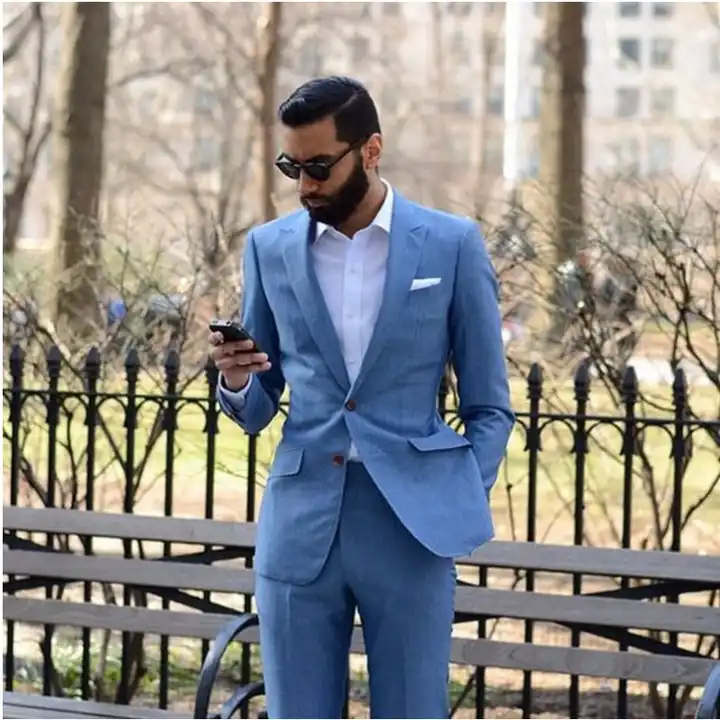 Men's Suits 3 Piece Suits for Men Slim Fit Wedding Prom Tuxedo Suit Set  Business Formal Suit Jacket Vest Pants Set, Sky Blue, XXL : Buy Online at  Best Price in KSA -