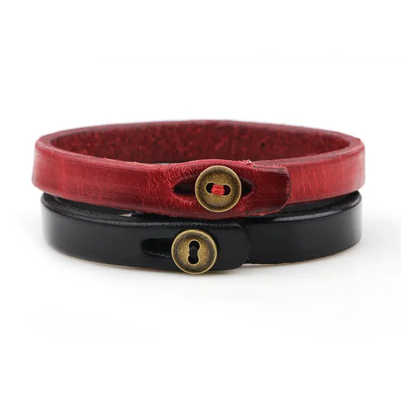 Mens Leather Bracelets Braided Luxury Brand Vintage Leather Bracelets With Button