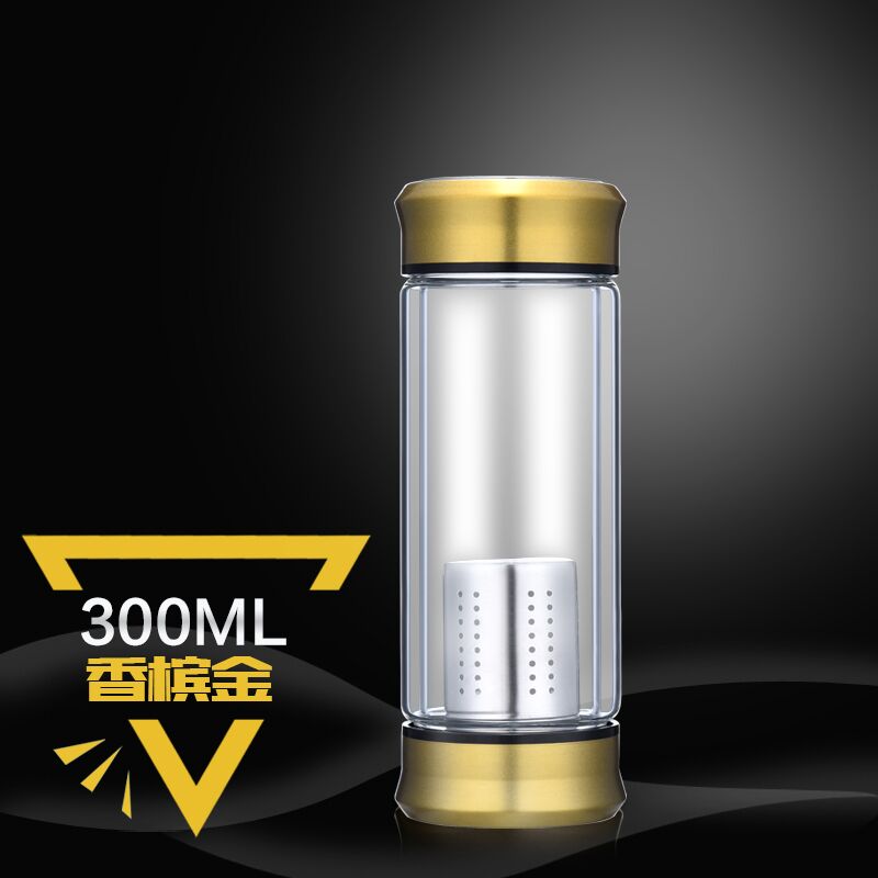 320/420ML Double Walled Glass Water Bottle with infuser