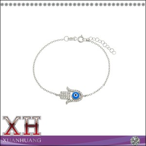 Sterling Silber Zirkonia Hellblau Hamsa <span class=keywords><strong>Evil</strong></span> <span class=keywords><strong>Eye</strong></span> Armband - Product Image 4