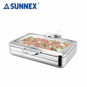 Sunnex New Style Food Warmer Chafing Pot Hotel Supply Tempered Glass Induction Chafing dish Chafers