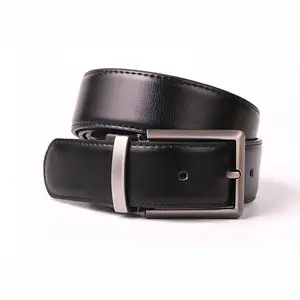 Ceinture réversible en cuir véritable pour homme, noire et marron, <span class=keywords><strong>double</strong></span> face, avec boucle rotative, vente en gros personnalisée - Product Image 4