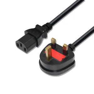 Británico Reino Unido computadora extensión de conector hembra fundido 3 Pin enchufe de pared IEC C13 Cable de alimentación de CA Cable