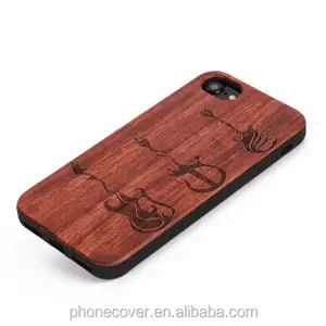 Moda en blanco caja de teléfono de madera para iPhone 8, sublimación cubierta de madera de bambú para el teléfono móvil