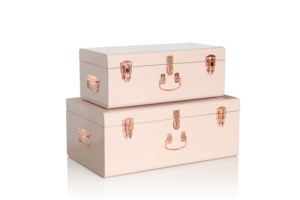 Metal <strong>Trunk</strong> Organizers Hot Sale White Metal <strong>Trunks</strong> Set of 2 with Gold <strong>Color</strong> Accessories Use for Home <strong>Storage</strong> and Decoration - Product Image 4