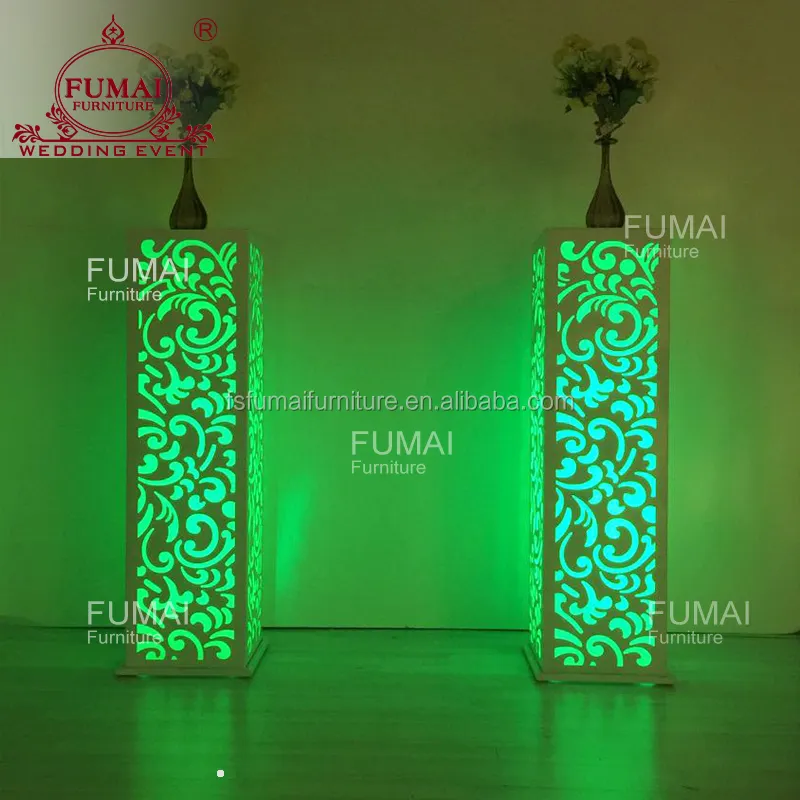 Iron Metal Frame Tall Flower Stand With Led Light used For Party