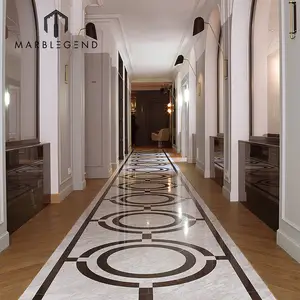 Hotel Bachaumont Italienischer weißer Marmor Wasserstrahl Bodenbelag Design Muster