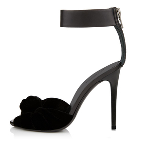 Sandali con tacco alto da donna in velluto rosso, sexy, neri, con nodo alla caviglia, peep toe, <span class=keywords><strong>estivi</strong></span>, per serate eleganti - Product Image 4