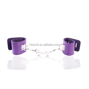 Adjustable Locking <strong>Leather</strong> Wrist <strong>Cuffs</strong> with Chain <strong>Bondage</strong> Restraint Handcuffs Ankle <strong>Cuffs</strong>