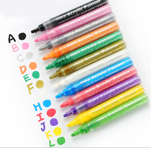 12 Pennarelli Acrilici Permanenti a Punta Media con Punta a Pennello Obliqua e Colori Fluorescenti Neon per Pittura su Roccia Fai-da-Te - Product Image 3