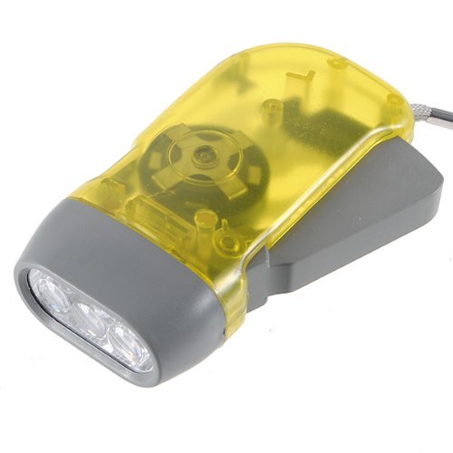 48 Pcs Hand Crank Flashlights - No Batteries, 3 LED, Squeeze Power, With Wrist Strap (Yellow, Green, Blue, Red)