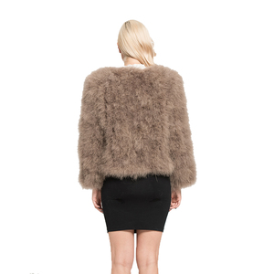 Veste en fourrure véritable de haute qualité manteau de fourrure <span class=keywords><strong>noir</strong></span> d'autruche d'hiver chaud pour les femmes - Product Image 5