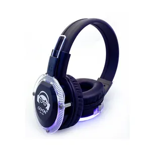 10 channel silent disco headphone and transmitter with LED lights control function for silent disco party