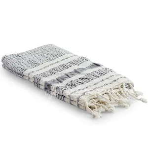 Khăn Peshtemal Thổ Nhĩ Kỳ Lấp Lánh Fouta Hammam-Handmade-Hiệu Ứng Nhăn Nheo-Khăn Mặt Hải Quân