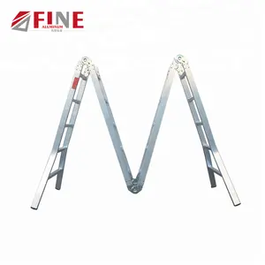 Lock Foldable 4 Section EN131 Step Hinges Telescopic Multipurpose Folding Ladder