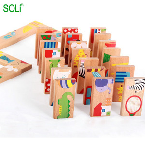 Puzzle en <span class=keywords><strong>bois</strong></span> d'<span class=keywords><strong>animaux</strong></span> de 120 pièces, jouets de dominos pour enfants - Product Image 5