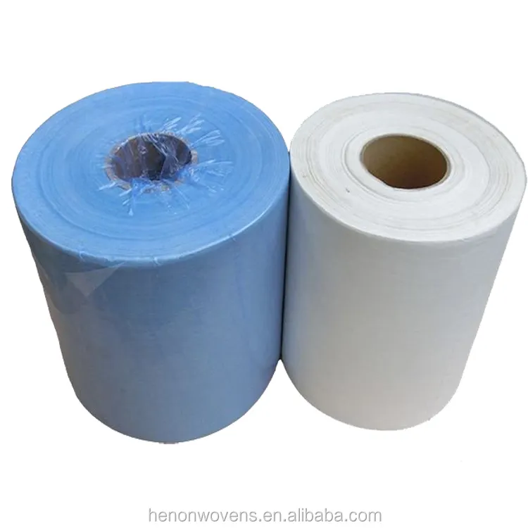 55%woodpulp 45%polyester spunlace nonwoven industrial wiping paper rolls