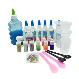 China Leveranciers Milieuvriendelijke Blauw Glitter Lijm Diy Slime Kit Voor Meisjes En Jongens