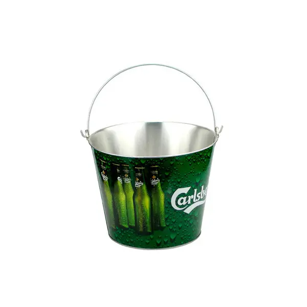 Custom Metal Galvanized Bucket Champagne Beer Round Metal Bar Tin Bucket Custom Bulk Metal Ice Bucket