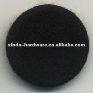 round shape black satin color fabric covered shank button