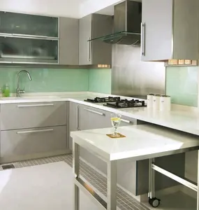 Cozinha modular em PVC de alto brilho projeta tamanho padrão de armário de cozinha em mm