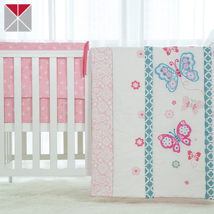 Rosa y blanco mariposa diseño apliques <span class=keywords><strong>cuna</strong></span> lecho del bebé cama - Product Image 1
