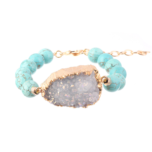 Vendita calda di Nuovo Arrivo Naturale <span class=keywords><strong>Druzy</strong></span> Agata Braccialetto Del Turchese Del Polsino Braccialetti di Perline - Product Image 1