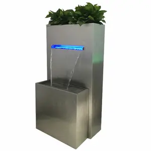 stainless steel planter Metal plant stand with Led light for water fountain indoor and outdoor