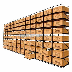 Sistema de almacenamiento de vino de estilo europeo, cajas deslizantes de madera y metal para estante de vino - Product Image 4