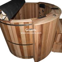Baignoires de massage rondes en bois, baignoires pour massage à jet, avec lumière LED colorée