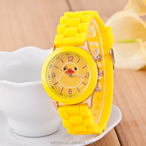 Montre en silicone Genève, motif <span class=keywords><strong>canard</strong></span> jaune de dessin animé, pour enfants, hommes et femmes - Product Image 2