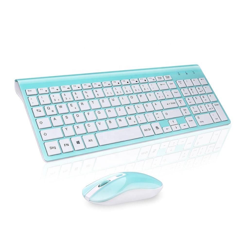 Горячая Распродажа, Высококачественная беспроводная клавиатура 2,4g и бесшумная Портативная оптическая беспроводная мышь 4d синего цвета