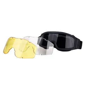 Caça vento poeira proteção tático eyewear outdoor sports motociclismo óculos com 3 óculos lente cor