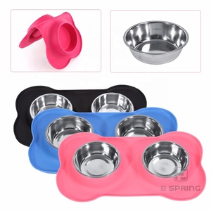 S ukuran mangkuk anjing baja tahan karat dengan alas silikon antiselip tugas berat antikunyah ramah lingkungan tempat makan air makanan hewan peliharaan - Product Image 6